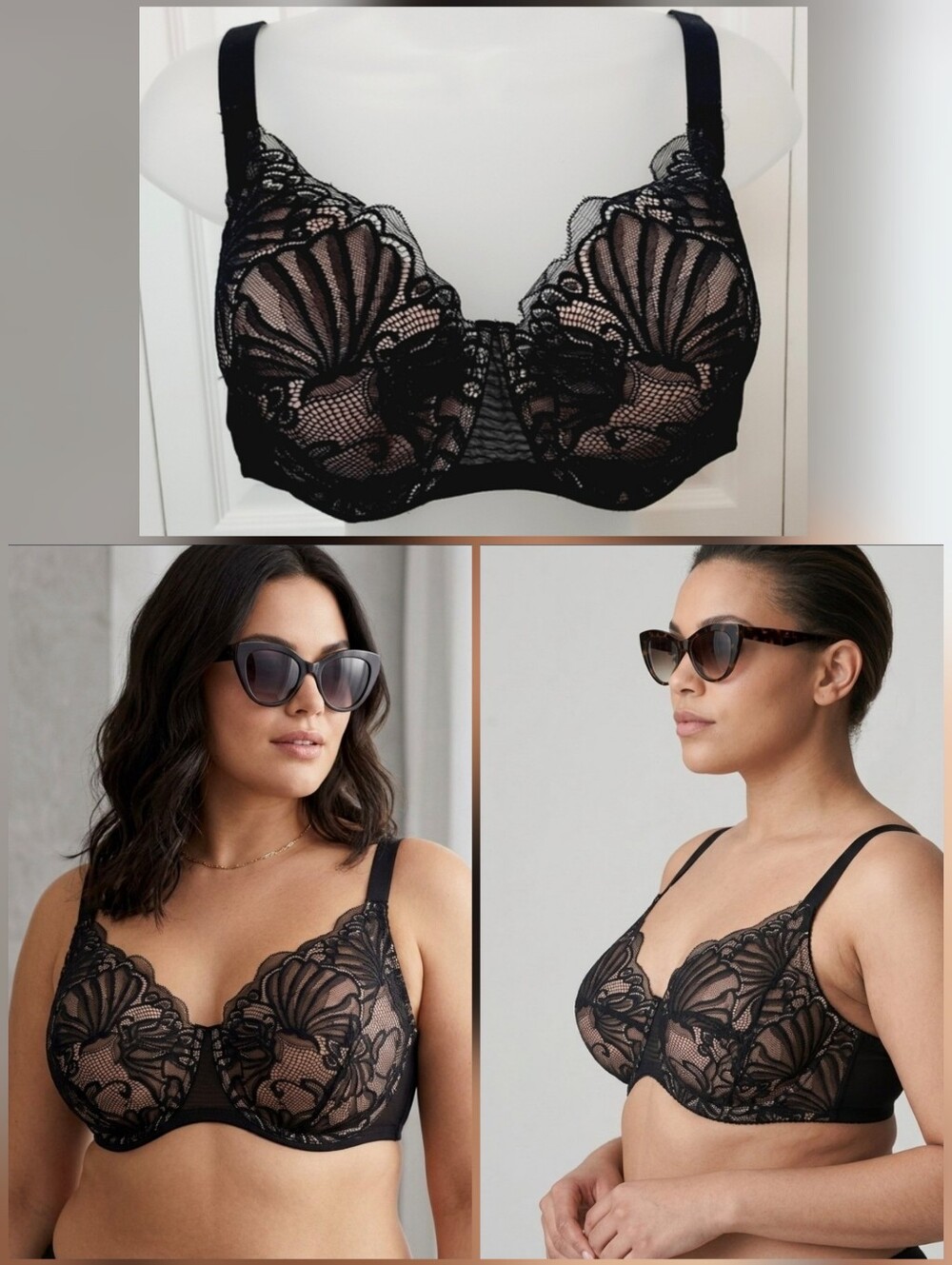 🩵💙Paramour black lace underwire bra with light padding 🤍42D